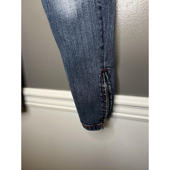 Laze Jeans Jeans Womens 3 Blue Skinny Ankle Zip Red Stitching Heart Pockets - Picture 5 of 11